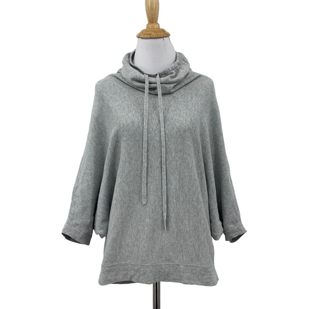 Pure Jill Sweater Womens XS Gray Cowl Neck Batwing Organic Cotton Cashmere Blend